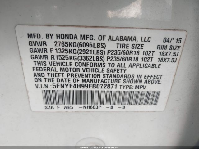 Honda Pilot Touring Image 7