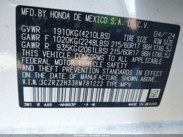 Honda HR-V Awd Lx Image 10