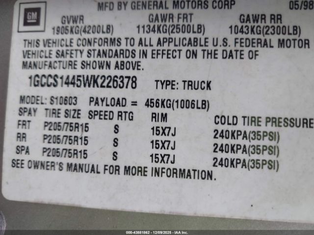 Chevrolet S-10 Ls Fleetside Image 13